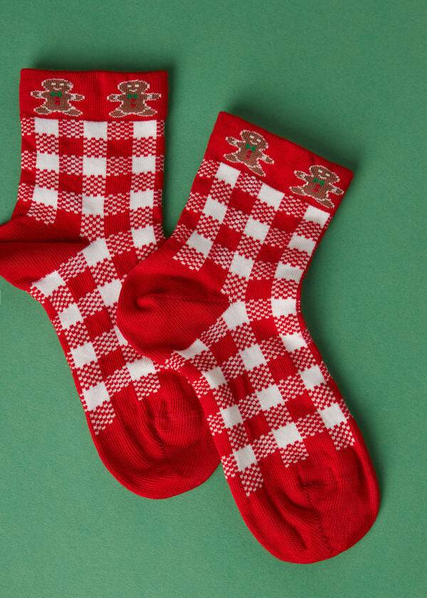 rödavita korta barnstrumpor från calzedonia christmas series