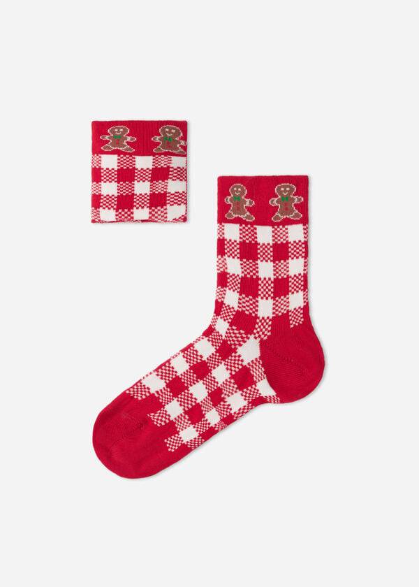 rödavita korta barnstrumpor från calzedonia christmas series