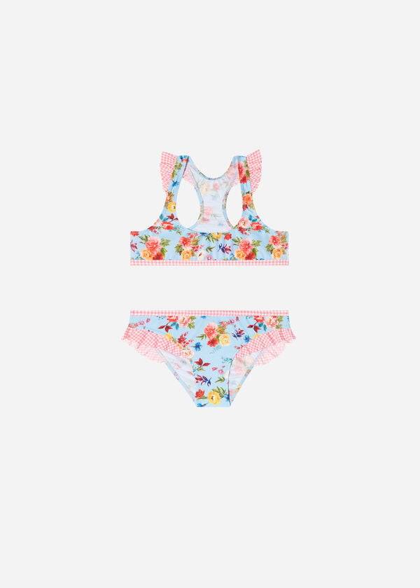 flerfärgade calzedonia blommiga tvådelade masha barnbaddräkter