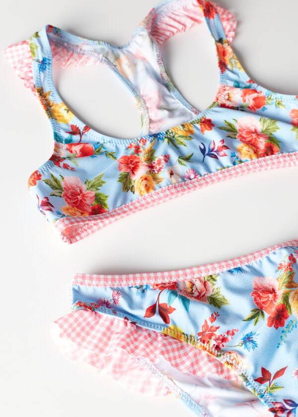 flerfärgade calzedonia blommiga tvådelade masha barnbaddräkter