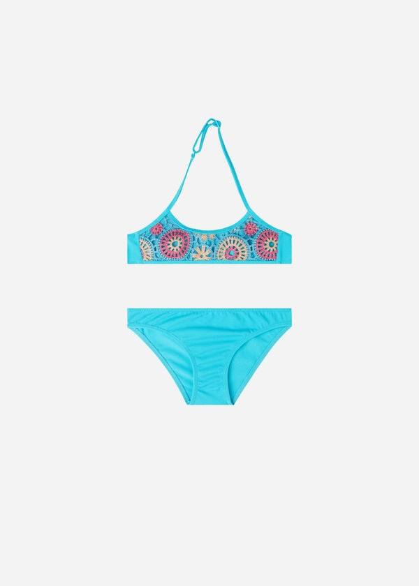 barn calzedonia tvådelade capri-baddräkter turkos