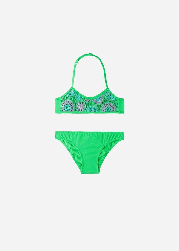 gröna calzedonia tvådelade capri-baddräkter för barn