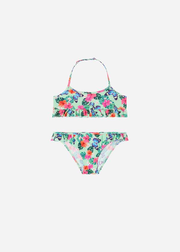 barn calzedonia tvådelade malibu baddräkter gröna