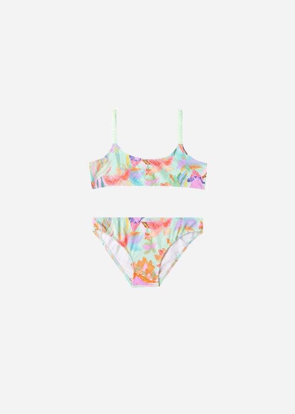 barn calzedonia tvådelade tahiti baddräkter gröna