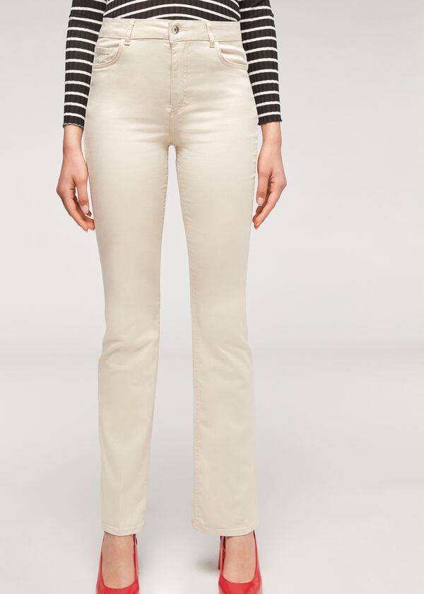 brunabeige calzedonia eco light flared denim jeans för dam