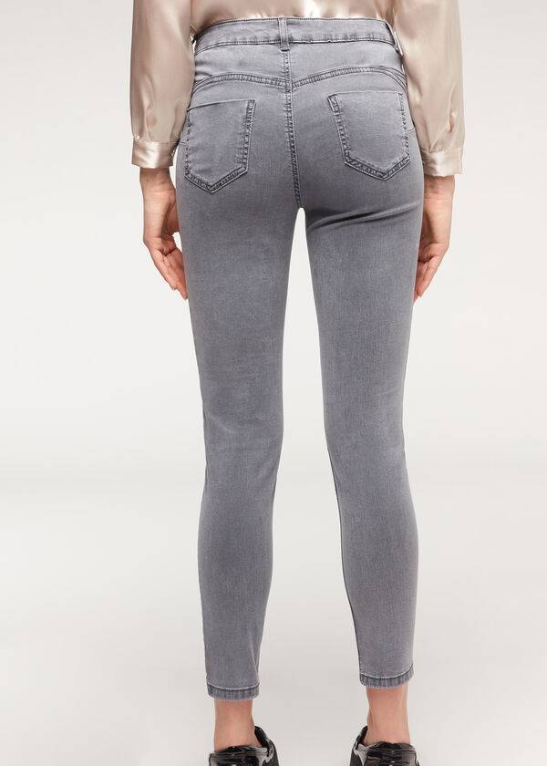 silverfärgade calzedonia eco light push up-jeans för kvinnor