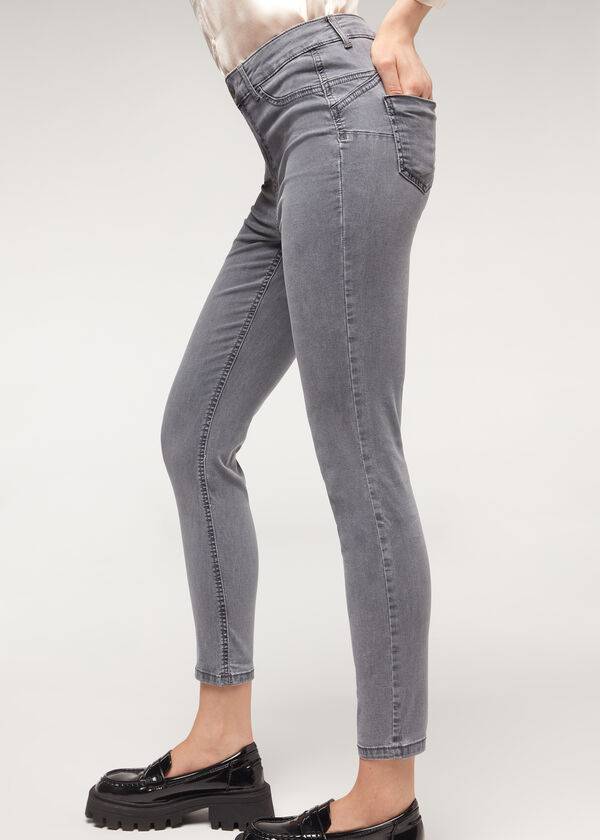 silverfärgade calzedonia eco light push up-jeans för kvinnor