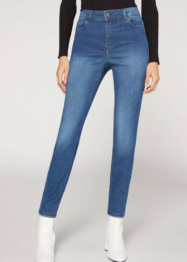 calzedonia super flex denim high waist superskinny damjeans blå