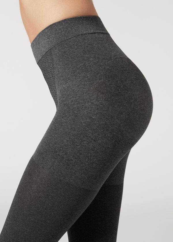 grå calzedonia 80 denier superopaque total shaper tights för kvinnor