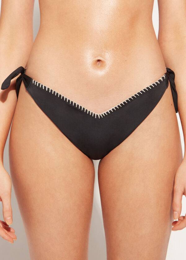 calzedonia hög v-skuren brasiliansk mumbai bikinitrosor svart för kvinnor