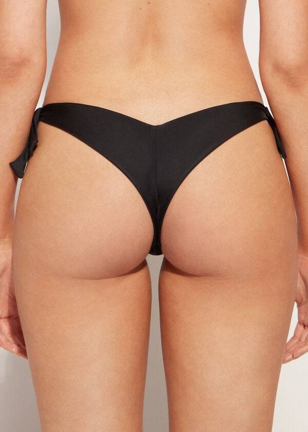 calzedonia hög v-skuren brasiliansk mumbai bikinitrosor svart för kvinnor