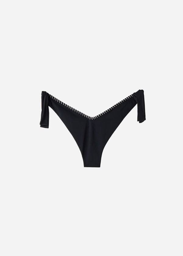 calzedonia hög v-skuren brasiliansk mumbai bikinitrosor svart för kvinnor