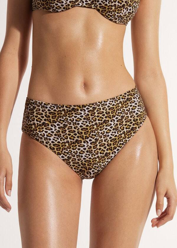 bruna calzedonia malindi bikinitrosor med hög midja för kvinnor