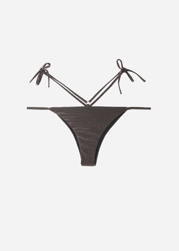 calzedonia lamé brazilian side string hollywood dambikinitrosor svart