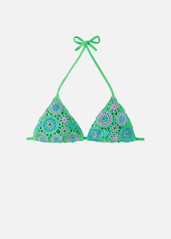 calzedonia virkade triangel string capri bikiniöverdelar grön dam