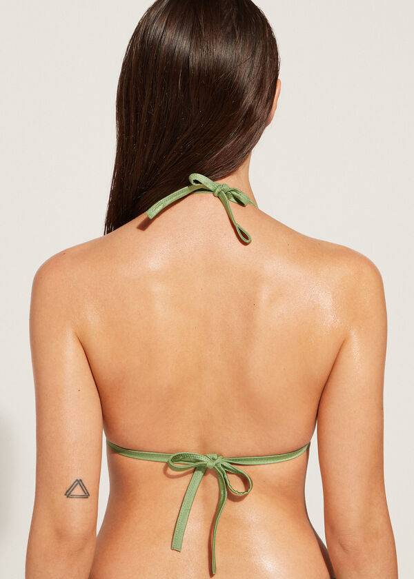 grön calzedonia graduated vadderad triangle cannes bikiniöverdel för dam