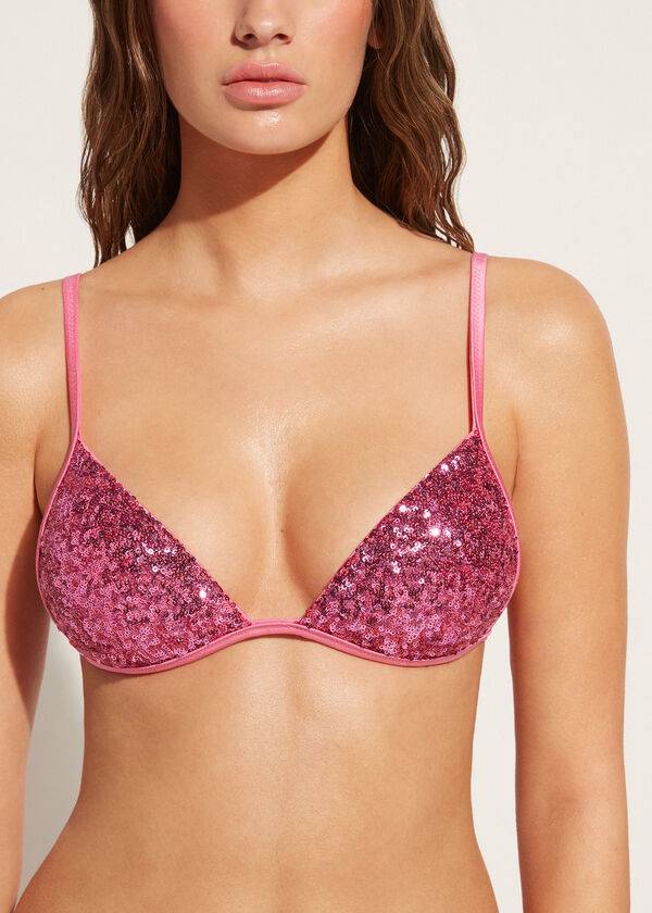 calzedonia graduated vadderad triangle cannes bikiniöverdel rosa dam