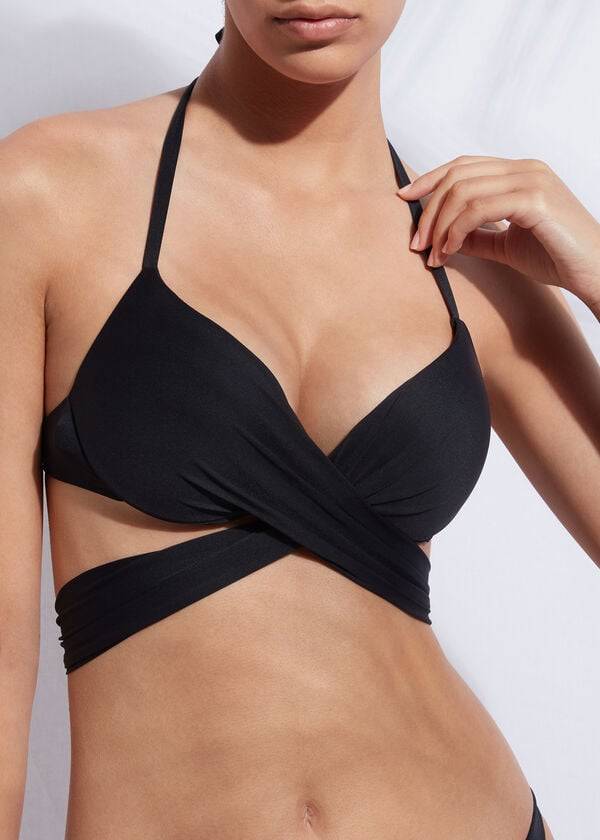 svarta calzedonia graduated push-up indonesia bikinitoppar för kvinnor