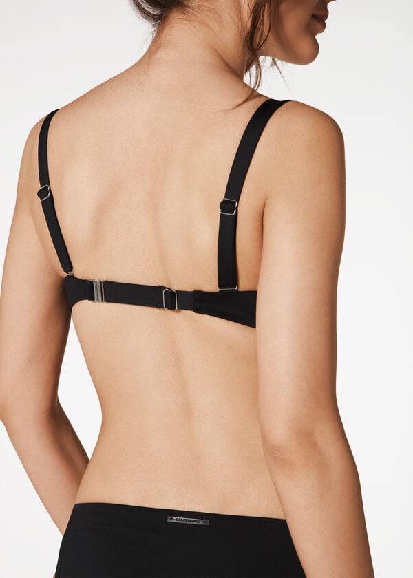 calzedonia indonesia c-cup balconette drawstring dam bikiniöverdelar svart