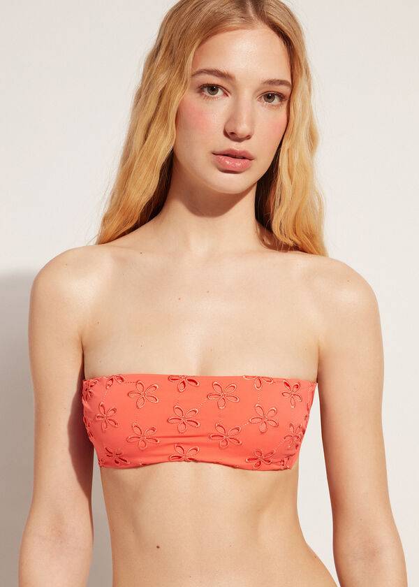 dam calzedonia vadderade bandeau corfù bikinitröjor coral orange