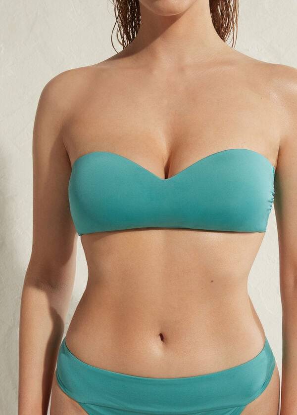 dam calzedonia vadderad bandeau indonesia eco bikinitröjor turkos