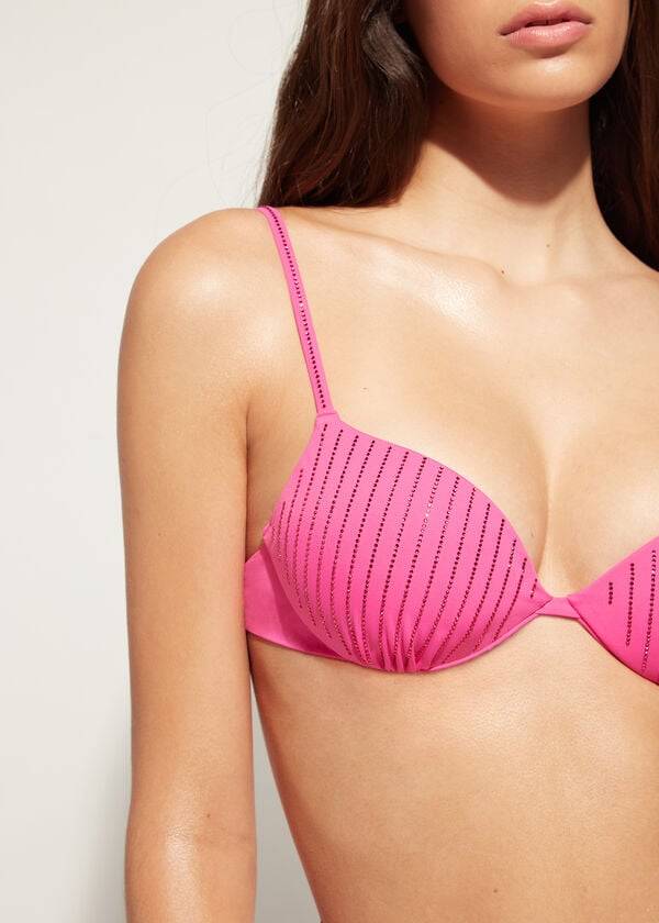 rosa calzedonia vadderad push up shanghai bikiniöverdel för dam