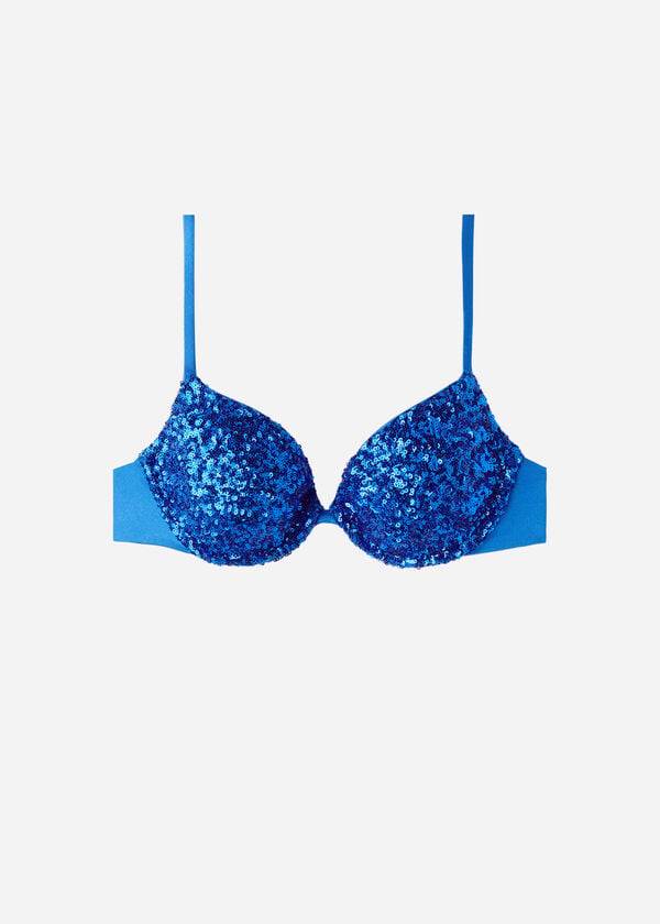 calzedonia vadderad push-up cannes rosa bikiniöverdel blå dam