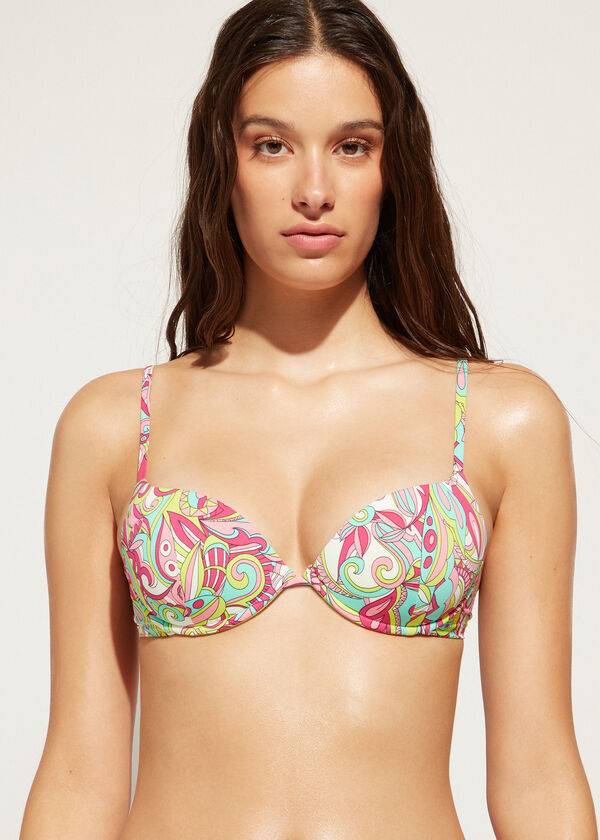 flerfärgade calzedonia vadderade push-up londra bikinitoppar för kvinnor