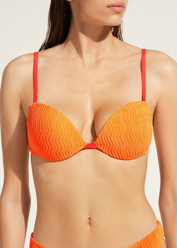 calzedonia vadderade push-up mykonos bikinitoppar för kvinnor orange