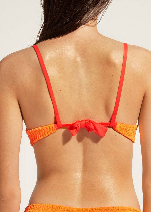 calzedonia vadderade push-up mykonos bikinitoppar för kvinnor orange