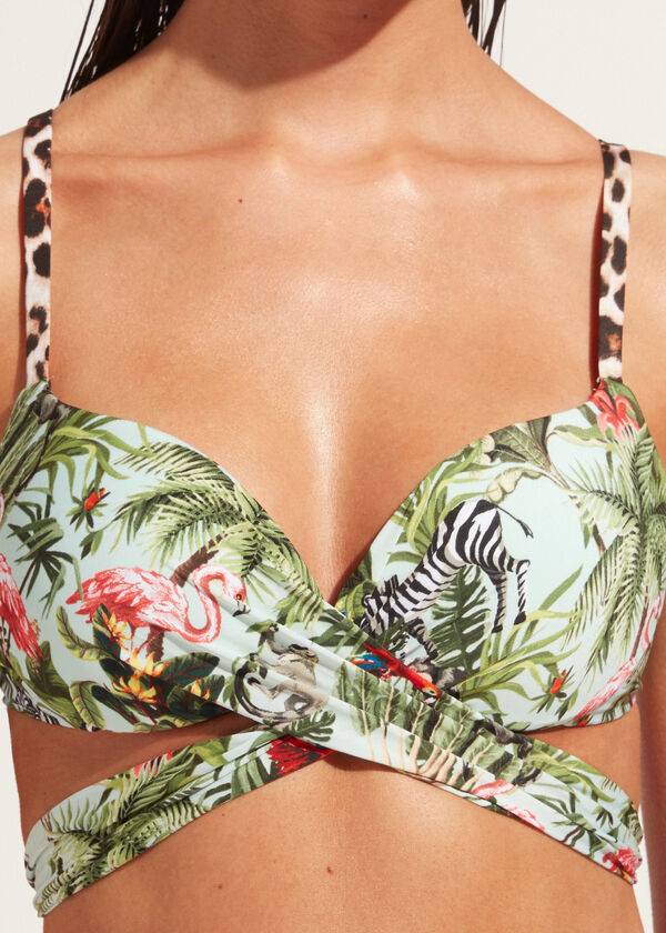 calzedonia vadderad push-up nairobi eco bikiniöverdel för kvinnor grön