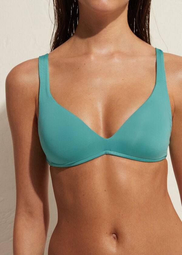 dam calzedonia vadderad triangle indonesia eco bikiniöverdel turkos
