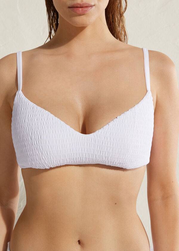 calzedonia vadderad triangel lanzarote dam bikiniöverdel vit