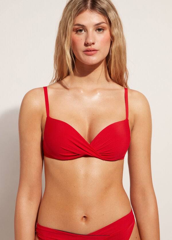röda calzedonia soft graduated super padded push-up indonesia dambikiniöverdelar