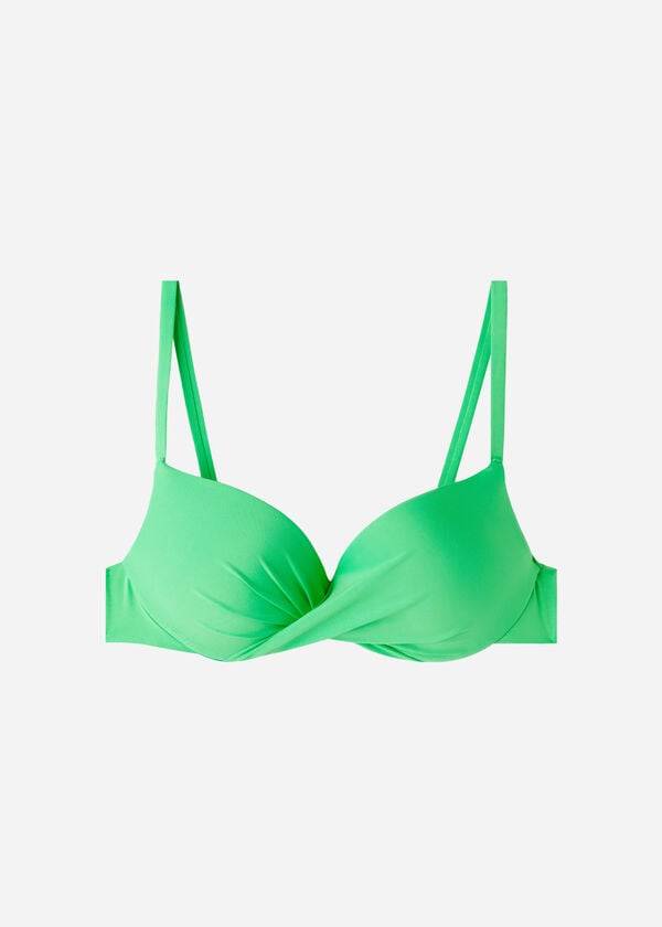 grön calzedonia mjuk graduerad supervadderad push-up indonesia eco bikiniöverdel för kvinnor
