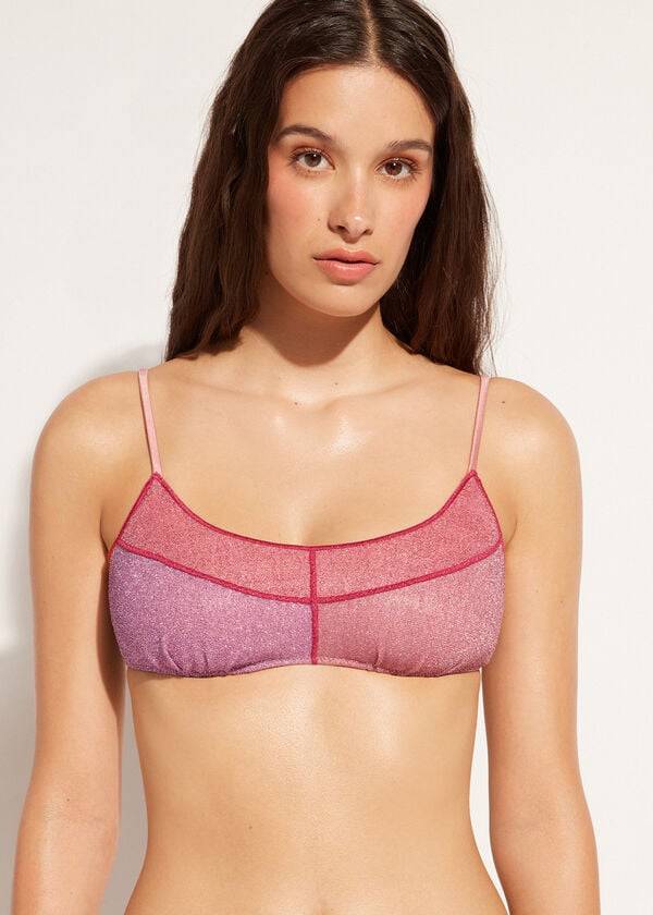 dam calzedonia tank style lamé lisbona bikinitröjor rosa