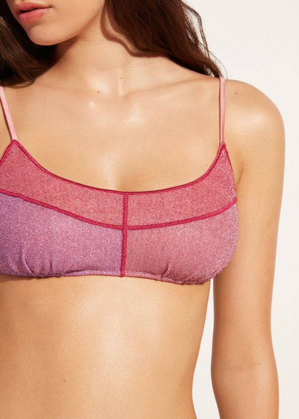 dam calzedonia tank style lamé lisbona bikinitröjor rosa