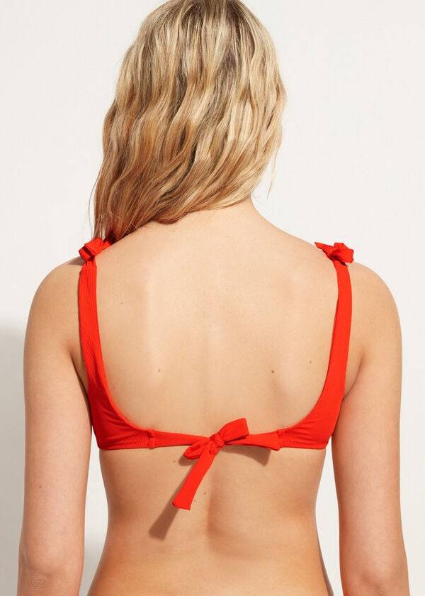 calzedonia berlino bikinitopp i linne-modell för kvinnor röd