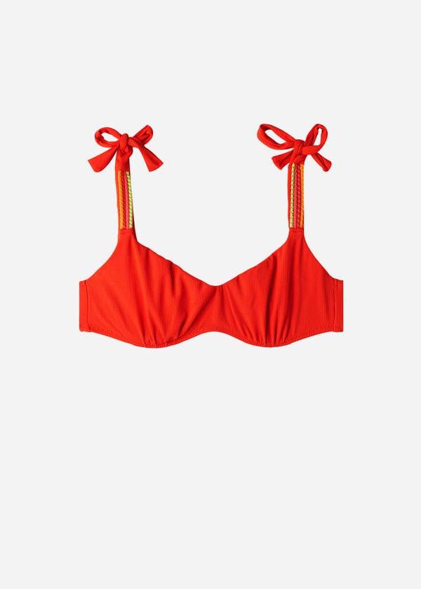 calzedonia berlino bikinitopp i linne-modell för kvinnor röd