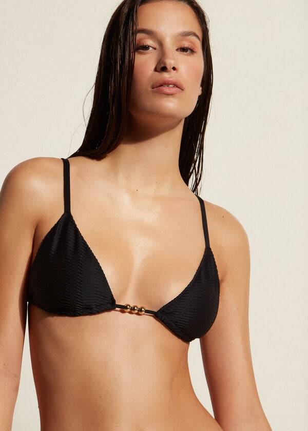 svarta calzedonia triangle string casablanca bikinitoppar för kvinnor