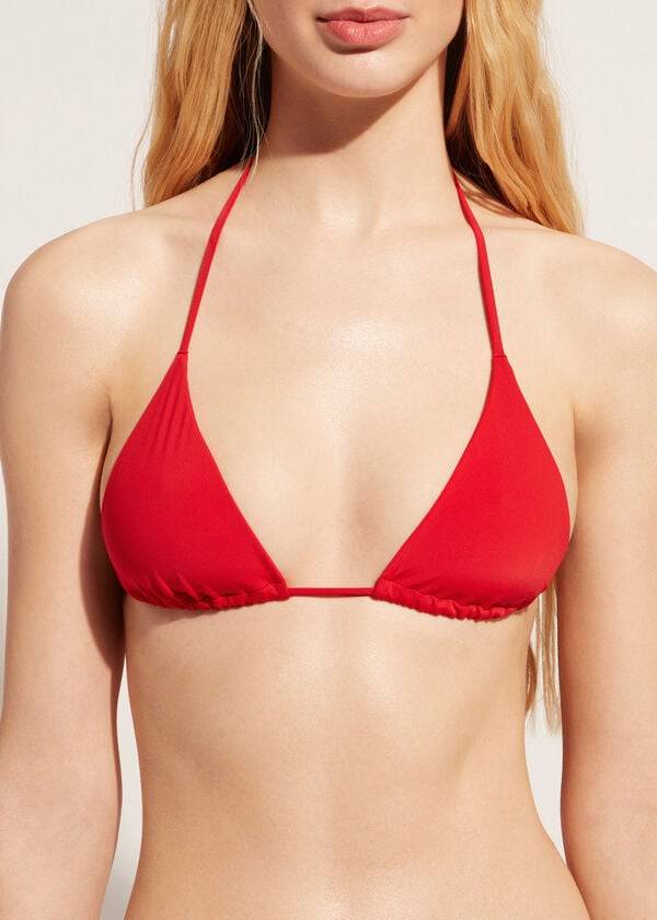 röd calzedonia triangel string indonesien eco rosa bikinitoppar för kvinnor