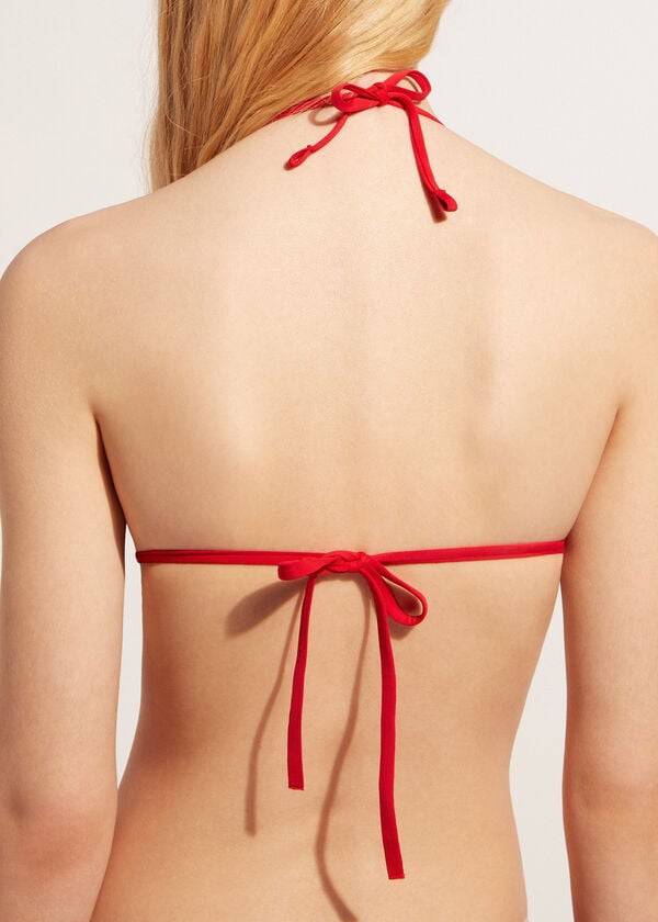 röd calzedonia triangel string indonesien eco rosa bikinitoppar för kvinnor